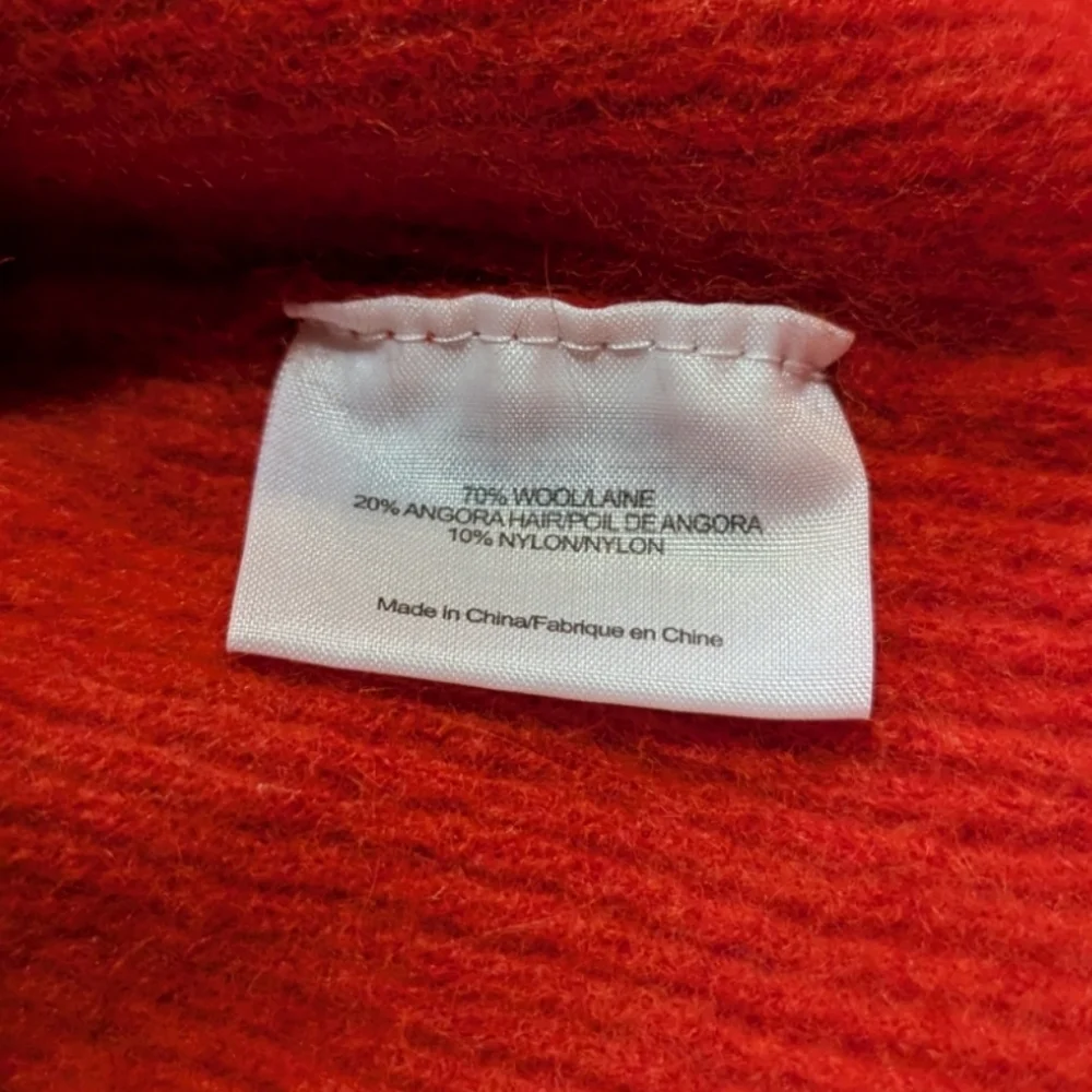 Tory Burch Bright Red Ribbed Peplum Crew Neck Sweater